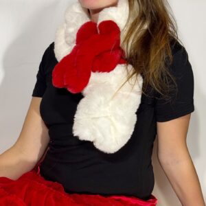 Dames sjaal bont  Rood-Wit