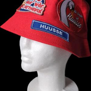 Bucket hat rood met 3 patches