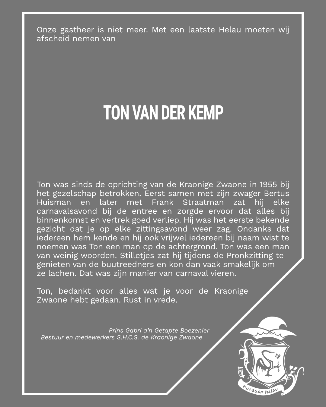 In Memoriam: Ton van der Kemp